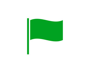 A simple green flag on a neutral white background, symbolizing peace or nature.