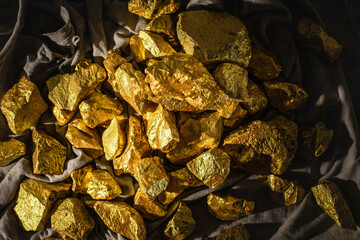 Natural gold nugget with dark background