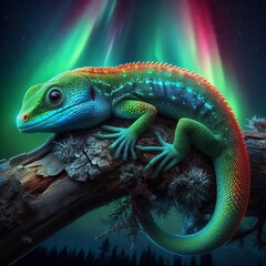 Aurora Anole An anole lizard on a branch its skin reflecting the