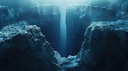 Deep Blue Abyss A Dramatic, Textured Canyon Image.