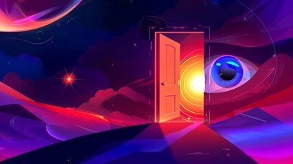 Surreal cosmic gateway opens to vivid abstract universe - Powered by Adobe