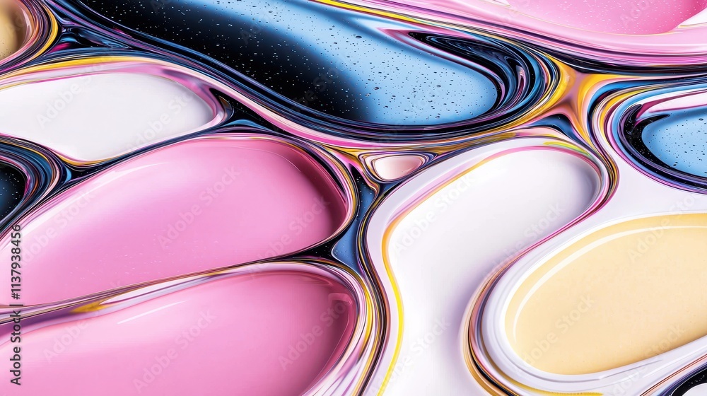Poster colorful abstract swirls creating fluid patterns in multi-hued design