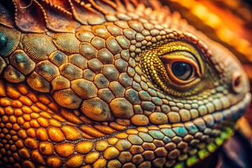 Fototapeta premium Vintage Reptile Skin Texture, Close-Up Detailed Snake Skin, Retro Photography, Aged Leather, Scaly Surface, Antique Photograph