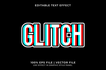 Fototapeta premium 3D Editable Glitch Vector Text Effect. Red and Blue gradient text effect