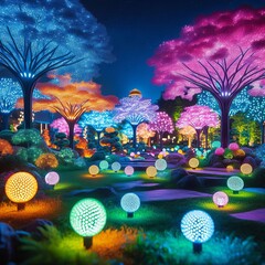 Obraz premium LED Garden Lights with a sense of peace and tranquility with bri