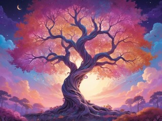Obraz premium colourful tree in dreamy background. Mindset tree