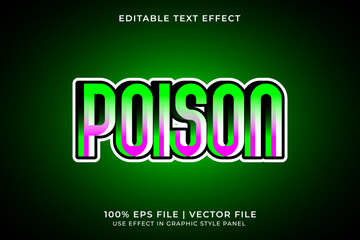 3D Editable Poison Vector Text Effect. Green Purple gradient text effect