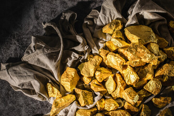 Natural gold nugget with dark background