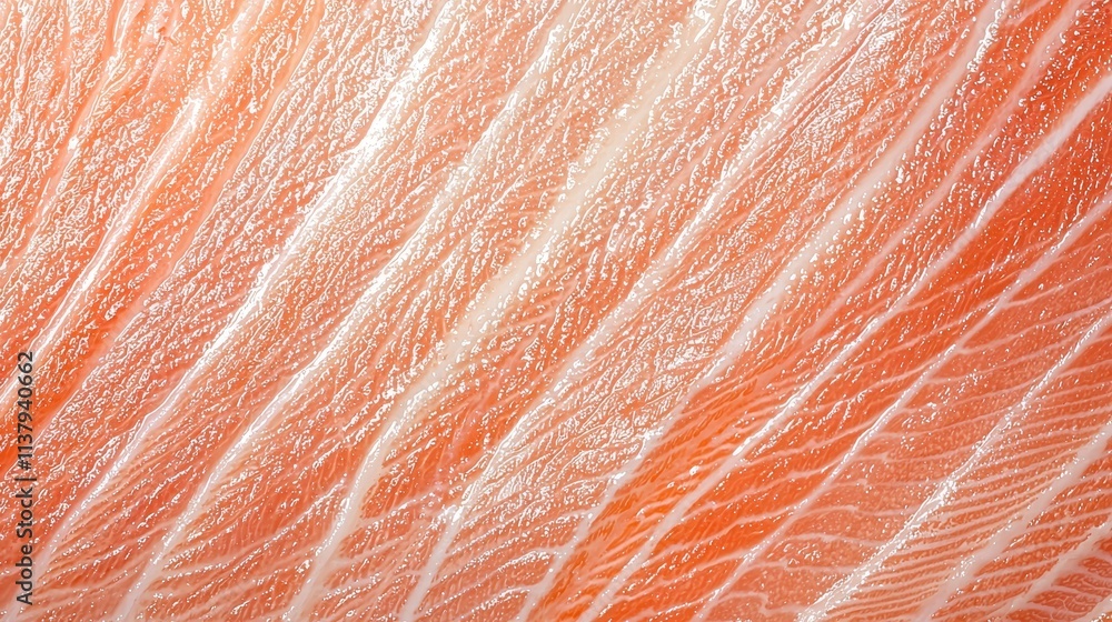 Poster close-up texture of fresh salmon fillet with striking patterns