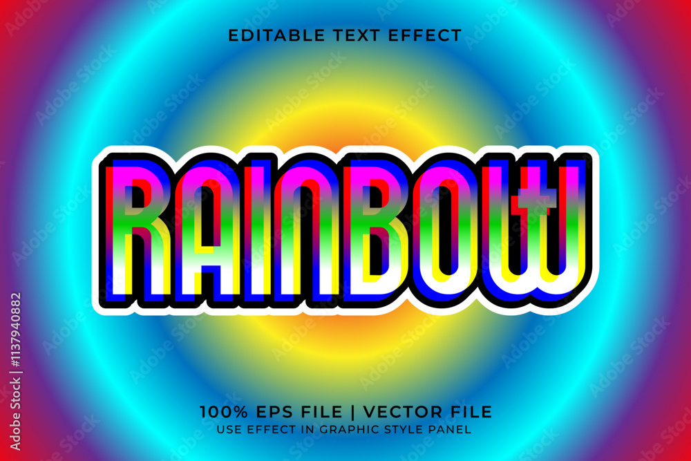 Aufkleber 3d editable rainbow vector text effect. colorful text effect