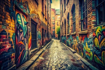 Fototapeta premium Vintage Street Art Graffiti Wall Photography, Retro Urban Background Textures, Grunge Cityscape