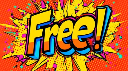 Pop Art Style Free Text with Boom Effects Comic Illustration Shopping Sale Promo AI Generated