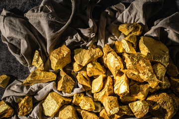 Natural gold nugget with dark background