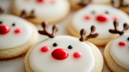 Festive reindeer cookies with icing for holiday celebrations