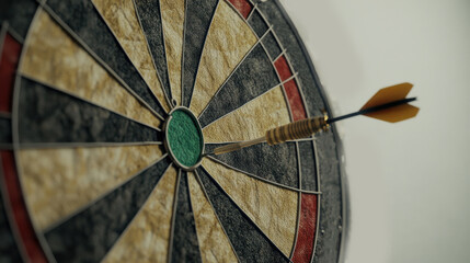 Dart hitting the target on a dartboard for accuracy and success