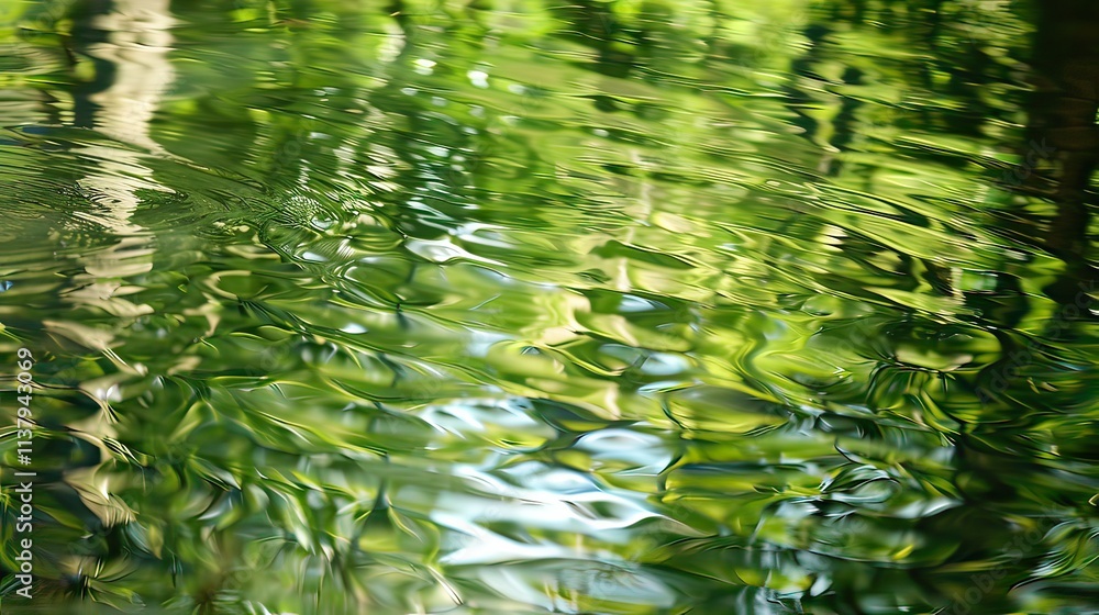 Poster a serene close-up of the amazon river with reflections of the surrounding trees in the water.