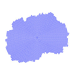 Fototapeta premium Abstract graphic Macedonia map from pixel blue on a white background. Vector illustration. 