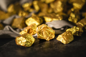 Natural gold nugget with dark background