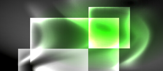 Fototapeta premium Dark neon colors with glass square shapes