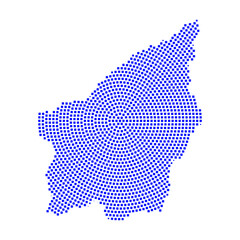 Obraz premium Abstract graphic San Marino map from pixel blue on a white background. Vector illustration. 