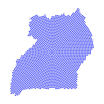 recommend clip art: Abstract graphic Uganda map from pixel blue on a white background. Vector illustration.	
                    