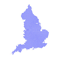 Obraz premium Abstract graphic England map from pixel blue on a white background. Vector illustration. 