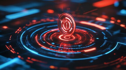 Abstract glowing blue and orange digital interface background.