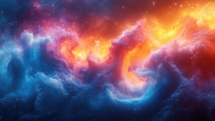 Abstract Flow of Colorful Smoke in Gradient Background