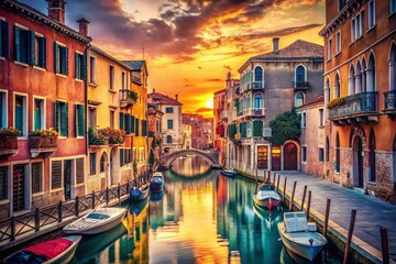 Fototapeta premium Vintage Venice Art Photography: Canals, Gondolas, Masks, Paintings, Architecture