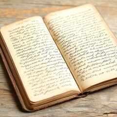 Obraz premium Antique Leather-Bound Journal with Handwritten Text