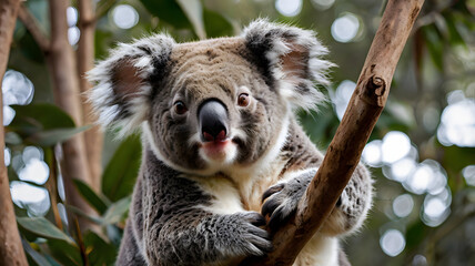 Obraz premium Adorable Koala in Eucalyptus Tree