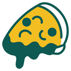 Pizza green and yellow style icon