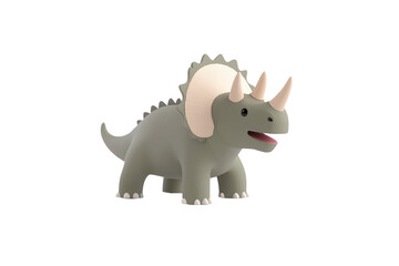 Fototapeta premium A playful, cartoon-style Triceratops with distinct horns and a friendly expression.