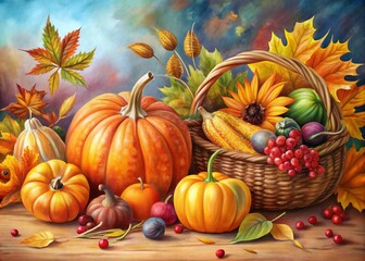 Watercolor Thanksgiving Cards: Autumn Harvest, Fall Leaves, Thanksgiving Greetings, Printable Cards,  Holiday Cards, Autumn Design, Thanksgiving Illustrations