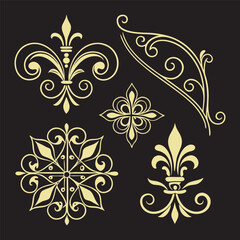 Decorative Elegant Floral Ornament Vector Set