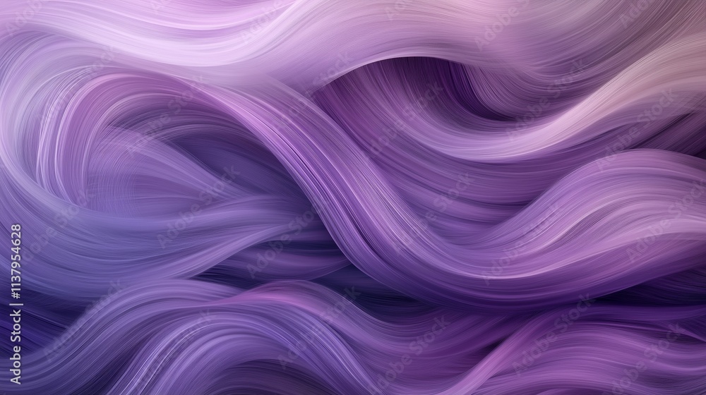 Poster swirling lavender and violet strands create a serene abstract composition with fluid motion and soft