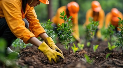 Fototapeta premium The new forestation initiative involves planting millions of trees in urban areas