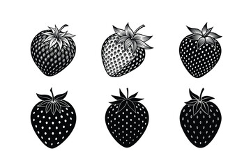 strawberry fruits silhouette vector illustration