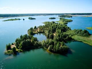 Lake Slavyanka. Leningrad Region. Russia. Drone