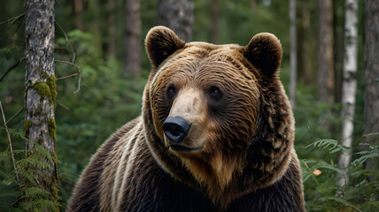 Fototapeta premium Majestic Brown Bear in the Forest 