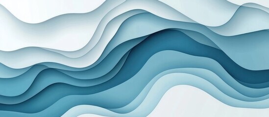 Fototapeta premium Abstract Blue Wave Paper Cut Design: Serene Layers of Teal and White