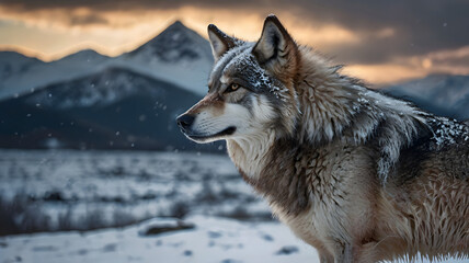 Obraz premium Majestic Wolf in Winter Wonderland 