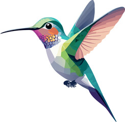 Fototapeta premium Mosaic style hummingbird, multicolored, side view
