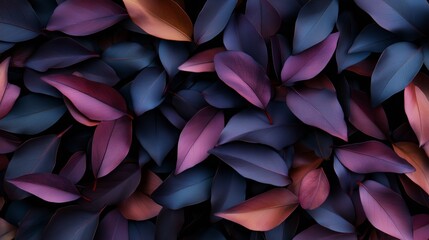 Naklejka premium Colorful leaves create an enchanting pattern highlighting nature's beauty in a vibrant arrangement