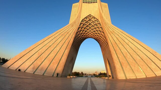 Azadi Tower or Freedom Tower formerly known as the Shahyad Tower at dawn in Tehran, Iran.