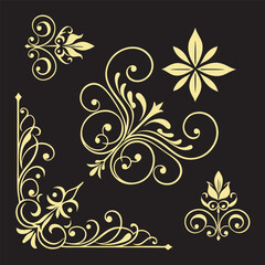 Decorative Elegant Floral Ornament Vector Set