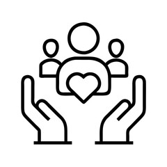 community support icon icon, men’s day line art, men’s icon - simple black line art icon of community support icon, for men’s day celebrations. men’s vector art.