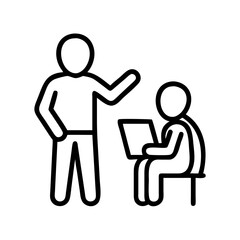 father teaching son icon, men’s day line art, men’s icon - simple black line art icon of father teaching son, for men’s day celebrations. men’s vector art.