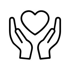 Obraz premium hands holding heart icon, men’s day line art, men’s icon - simple black line art icon of hands holding heart, for men’s day celebrations. men’s vector art.