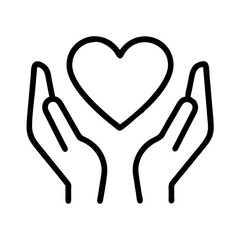 hands holding heart icon, men’s day line art, men’s icon - simple black line art icon of hands holding heart, for men’s day celebrations. men’s vector art.